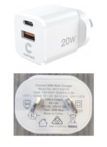 Comsol 20W Dual Port USB Wall Charger