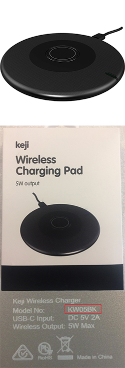 Keji Wireless Charger Black COKW05BK Recall