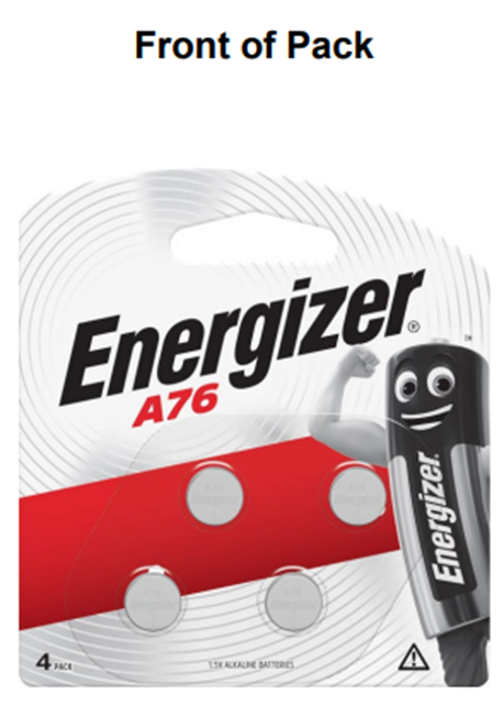 Energizer battery pack front