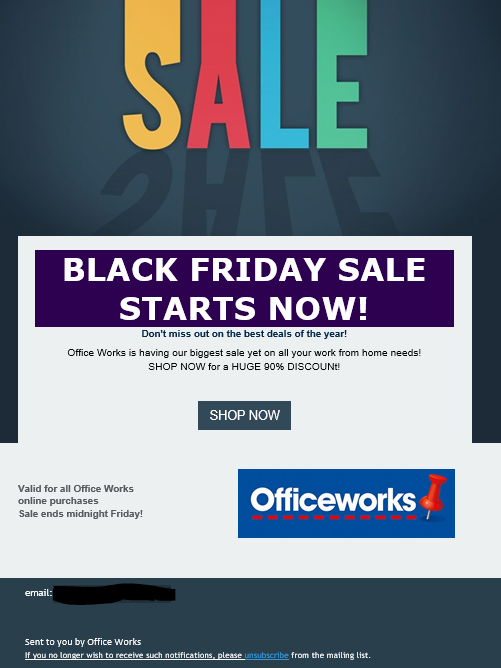 Black Friday email scam