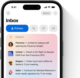 iPhone shows inbox in Mail app with important messages highlighted at the top