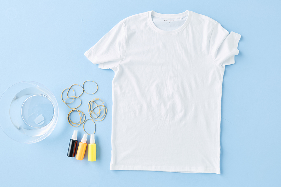 Use restraint when tie-dying for custom T-shirts.
