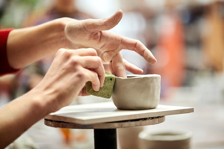 Working with clay is a great art therapy idea that can help relieve stress