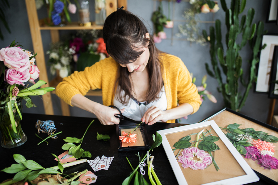 Flower pressing is a beautiful art and craft project for adults that can also be given as a gift.