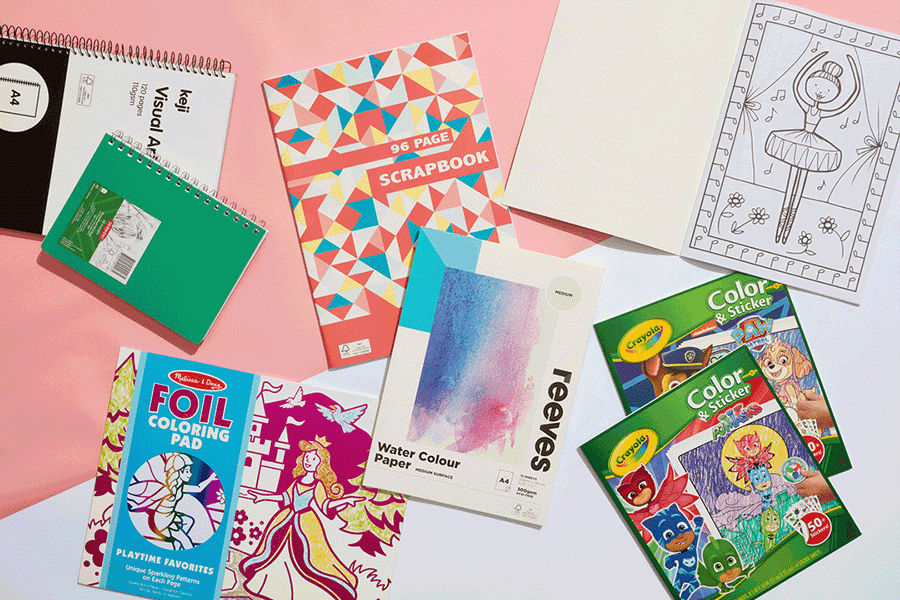 Officeworks kids’ colouring supplies: visual arts diary and colouring books