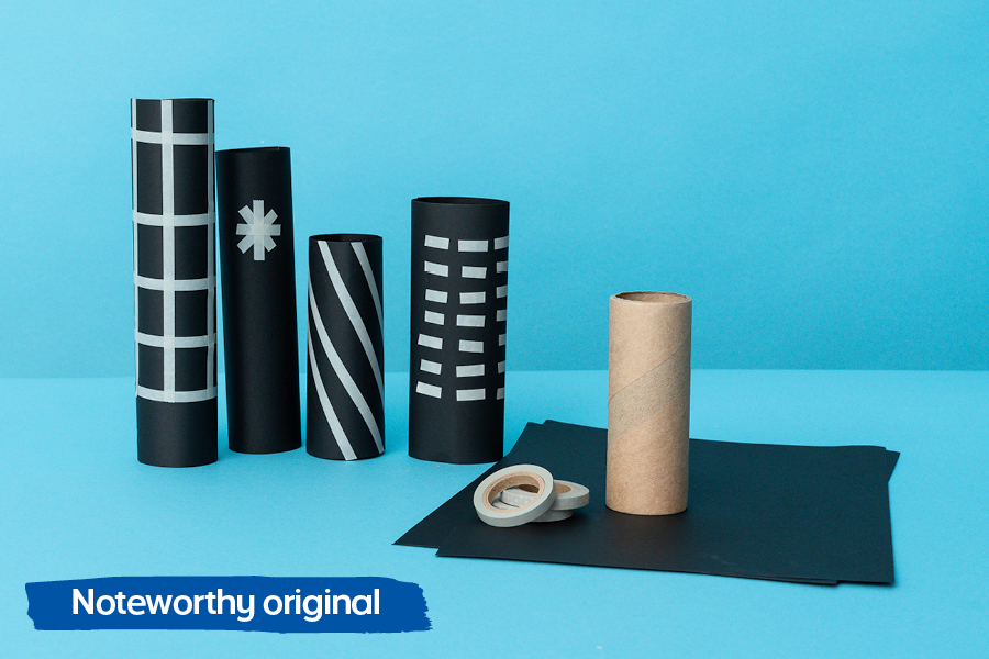 Officeworks’ Noteworthy blog has many fun craft ideas for kids, including creating a cardboard roll city.