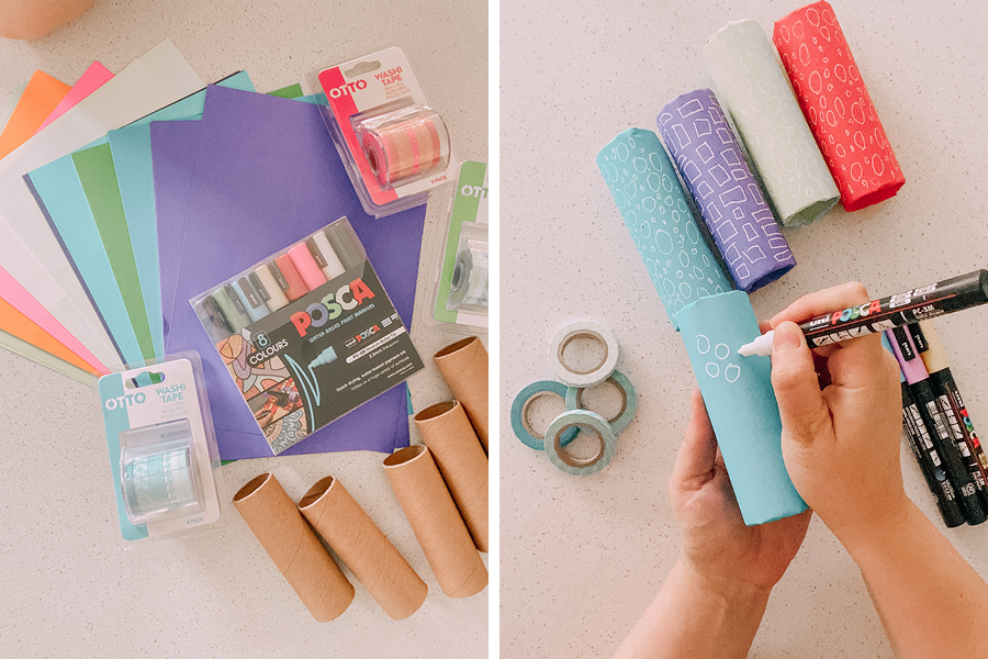 @our.tiny.moments built a cardboard roll city as a fun craft idea for kids.