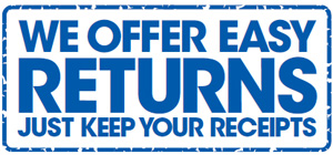 We offer easy returns. Just keep your receipts.
